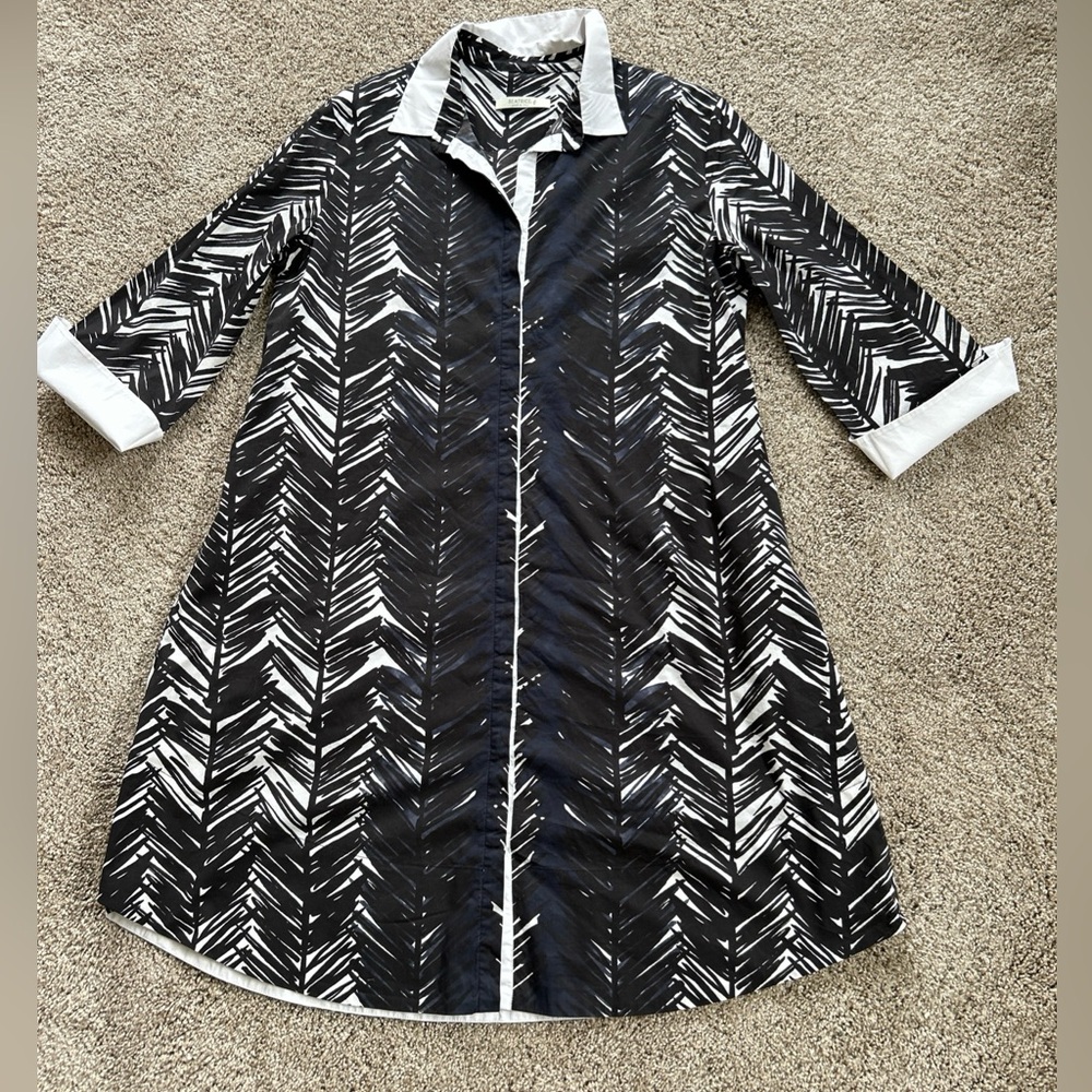 BEATRICE B size US 10 M Stretch Poplin A Line Shirtdress Tunic Dress Pockets